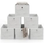 Relaxdays Aufbewahrungsbox, 6er Set, HxBxT: 30x30x30 cm, Holzoptik, wei&szlig; |...
