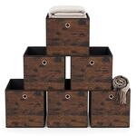 Relaxdays Aufbewahrungsbox, 6er Set, 30x30x30 cm, Holzoptik, braun, schwarz |...