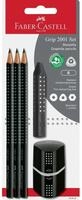 Faber-Castell - Schreibset Grip 2001 Schwarz, 5-teilig | Mit 3 Bleistiften B,