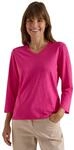 Damen 3/4-Arm Shirt in Unifarbe mit V-Neck
