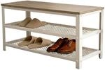 Relaxdays Schuhbank, 6-8 Paar Schuhe, Gr&ouml;&szlig;enwahl, 2 Gitterablagen, Sitzbank in