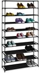 Relaxdays Schuhregal, mit 10 Ebenen, Metall Schuhablage, schwarz | Stoff Ablage,