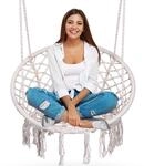 Sofotel Boho H&auml;ngesessel H&auml;ngestuhl Makramee rund Indoor & Outdoor H&auml;ngesitz mit