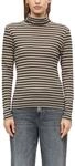 s.Oliver Damen Langarm-Shirt &ndash; Slim Fit, Rollkragen, gestreift