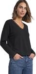 Damen Langarm Shirt mit V-Neck und Spitzendetail