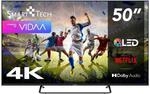 Smart Tech 50QV02K QLED-Fernseher 50 Zoll VIDAA Smart TV 4K UHD-Aufl&ouml;sung 3X...