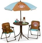 Relaxdays Camping Kindersitzgruppe, Kindersitzgarnitur mit Schirm,...