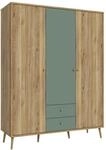Forte WHENUA Kleiderschrank 160, Mid-Century-Modern Kleiderschrank mit 3...