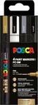 POSCA - Acrylmarker Set PC-3M 4 Metallicfarben | Marker mit 0,9-1,3 mm...