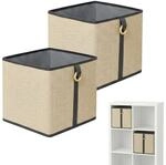 Relaxdays Aufbewahrungskorb 2er Set, Bambus & Stoff, natur-schwarz |...