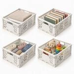 Relaxdays Klappbox, 4er Set, stapelbar, Kunststoff, 2 Griffe, wei&szlig; | klappbar,