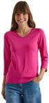 Damen 3/4-Arm Shirt in Unifarbe mit V-Neck