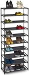 Relaxdays Stoff Schuhregal 10 Ebenen, schwarz, HxBxT 150 x 62 x 28 cm |...