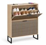 Relaxdays Schuhkipper, HBT: 96 x 80 x 24 cm, Natur/schwarz | 2 F&auml;cher, HBT: