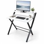 Relaxdays Schreibtisch, Monitoraufsatz, klappbar, schwarz/wei&szlig; | HxBxT: 82 x...