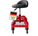 Relaxdays Werkstatthocker, HBT: 50x40x40 cm, rot | Rollen, h&ouml;henverstellbar,