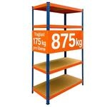 Relaxdays Schwerlastregal, HBT: 200x120x60 cm, blau-orange | Traglast 875 kg, 5