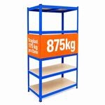 Relaxdays Schwerlastregal, HxBxT: 180 x 100 x 30 cm, 875 kg, blau/braun |...