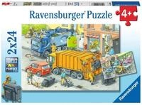 Ravensburger Puzzle M&uuml;llabfuhr und Abschleppwagen - 2x24 Teile | 2x24 Teile...