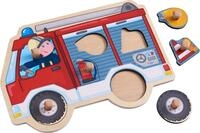HABA 304594 - Greifpuzzle Feuerwehrauto, 6-teiliges Holzpuzzle mit...