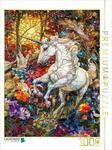 CALVENDO Puzzle Einhorn rennt auf Einer farbenfrohen Blumenwiese | 1000 Teile