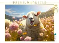 Puzzle &middot; Fr&ouml;hliches Schaf auf der Blumenwiese | Daniela Bertschi Digital Art &middot;