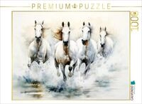 Puzzle &middot; EIN Motiv aus dem Kalender Kraftpakete in Aquarell | Carmargue-Pferde...