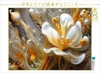 CALVENDO Puzzle Zartes Geflecht - edle Bl&uuml;ten in orange und Gold | 1000 Teile