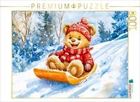 Puzzle &middot; Teddy rodelt mit Schlitten im Winter | Eine bezaubernde...