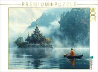 CALVENDO Puzzle Einsamer buddhistischer Tempel auf einem See am Morgen | 1000...