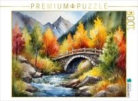 CALVENDO Puzzle Br&uuml;cke &uuml;ber einen Bergbach | 1000 Teile Lege-Gr&ouml;&szlig;e 64 x 48...