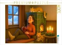 Puzzle &middot; Der geliebte Kachelofen mit Katzen im Winter | 1000 Teile &middot;...