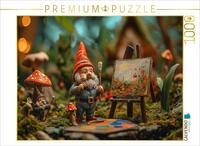 CALVENDO Puzzle Der K&uuml;nstler-Gartenzwerg am Werk | 1000 Teile Lege-Gr&ouml;&szlig;e 64...