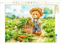 Puzzle &middot; Teddy erntet M&ouml;hren im Feld | Eine charmante Aquarellzeichnung von...