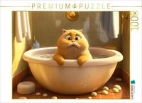 CALVENDO Puzzle K&auml;tzchen in der Badewanne | 1000 Teile Lege-Gr&ouml;&szlig;e 64 x 48 cm
