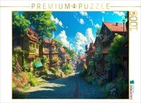 CALVENDO Puzzle Auf dem Weg in die Stadt - Anime Dorflandschaft | 1000 Teile