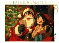 Puzzle &middot; Fr&ouml;hliche Anime-Weihnachtsszene &ndash; Santa und M&auml;dchen teilen |...