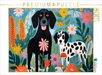 Puzzle &middot; Zwei Hunde Spielen im Garten | Ein von Matisse inspiriertes Motiv &middot;...