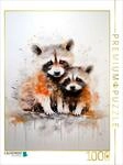 CALVENDO Puzzle S&uuml;&szlig;e Waschb&auml;rfamilie in Acrylfarbe | 1000 Teile Lege-Gr&ouml;&szlig;e...