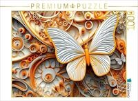 CALVENDO Puzzle Orange wei&szlig;er Schmetterling als Relief | 1000 Teile...