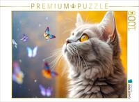 CALVENDO Puzzle EIN Motiv aus dem Kalender Die Katze und der Schmetterling |...
