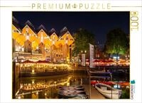 CALVENDO Puzzle Rotterdam Alter Hafen und Kubush&auml;user bei Nacht | 1000 Teile