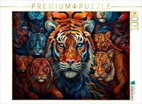 CALVENDO Puzzle Tiger - Illustration vieler K&ouml;pfe auf einem Bild | 1000 Teile
