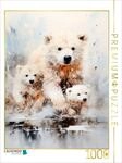 CALVENDO Puzzle Majest&auml;tische Eisb&auml;rfamilie in Acrylfarbe | 1000 Teile...