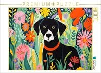 Puzzle &middot; Schwarzer Hund im Blumenmeer | Ein von Matisse inspiriertes Motiv &middot;...