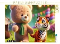 Puzzle &middot; EIN kuscheliger B&auml;r und EIN gestreifter Tiger schlendern Seite an |...