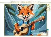 CALVENDO Puzzle EIN Schlaufuchs spielt Gitarre im Wald | 1000 Teile...