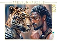 Puzzle &middot; Heroischer Krieger mit m&auml;chtigem Jaguar | Tierische Kampfgef&auml;hrten...