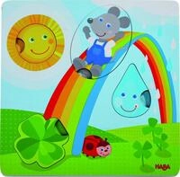 HABA 305345 - F&uuml;hlpuzzle Maus, Spiel aus Holz mit Stoff ab 1 Jahr, Steckpuzzle mit