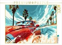 CALVENDO Puzzle Die Kurven beherrschen - Sportwagen und Frau | 1000 Teile